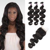 3 Bundles Of Peruvian Body Wave Hair With Lace Closure
